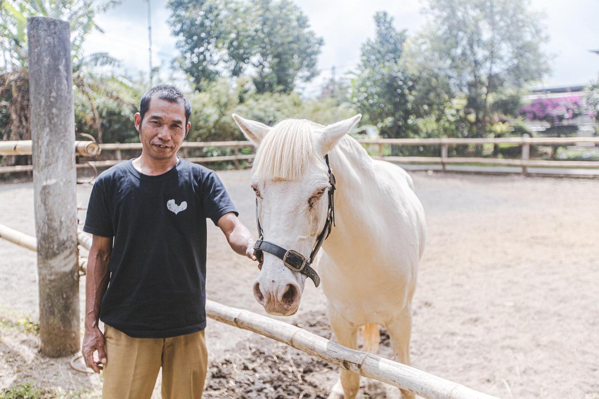 Munduk Moding Plantation Nature Resort Exteriör bild A man with a white horse